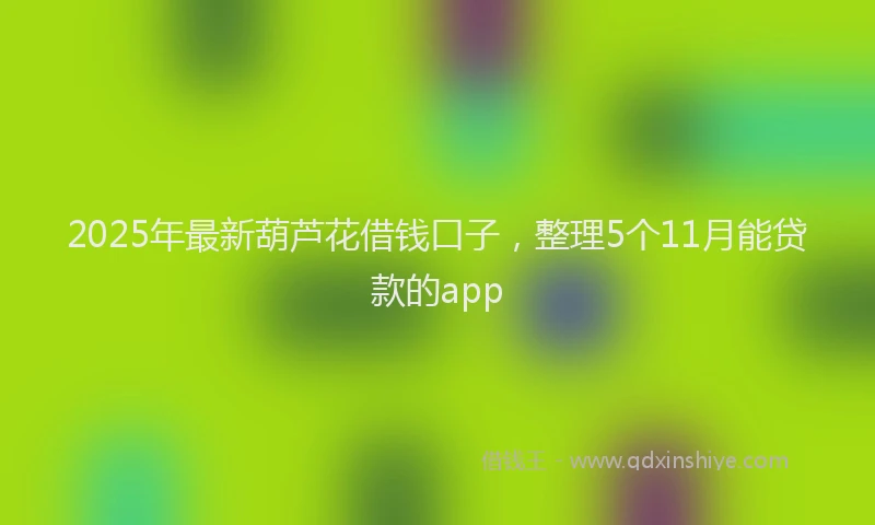 2025年最新葫芦花借钱口子，整理5个11月能贷款的app