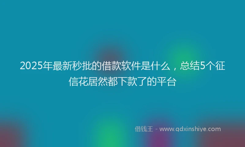 2025年最新秒批的借款软件是什么，总结5个征信花居然都下款了的平台