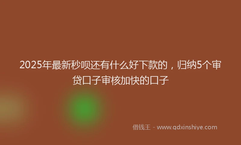 2025年最新秒呗还有什么好下款的，归纳5个审贷口子审核加快的口子