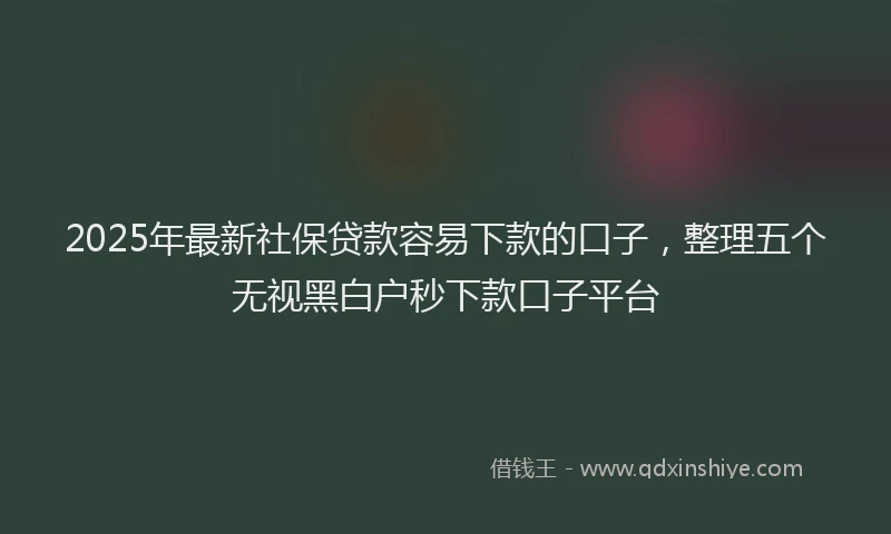 2025年最新社保贷款容易下款的口子，整理五个无视黑白户秒下款口子平台
