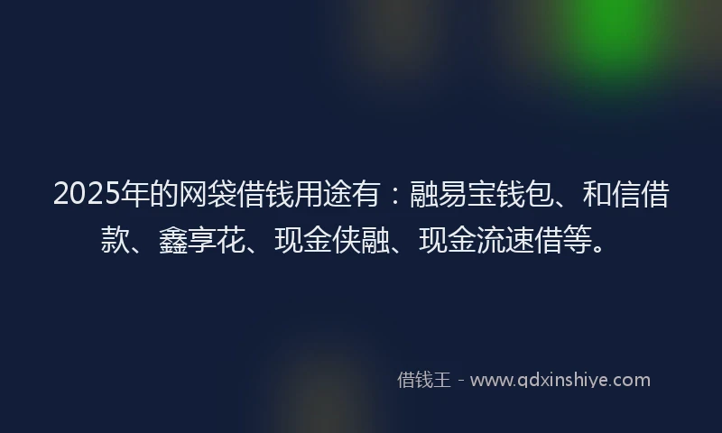 2025年的网袋借钱用途有：融易宝钱包、和信借款、鑫享花、现金侠融、现金流速借等。