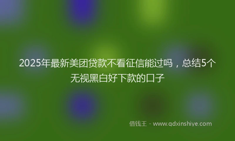 2025年最新美团贷款不看征信能过吗，总结5个无视黑白好下款的口子