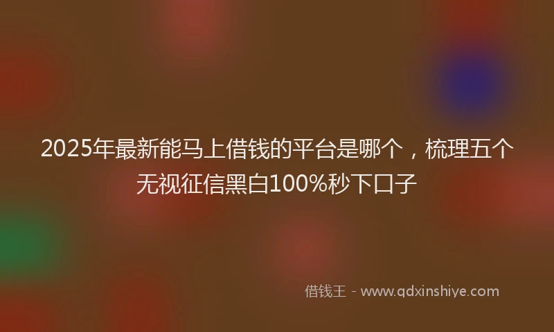 2025年最新能马上借钱的平台是哪个，梳理五个无视征信黑白100%秒下口子
