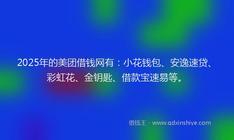 2025年的美团借钱网有：小花钱包、安逸速贷、彩虹花、金钥匙、借款宝速易等。