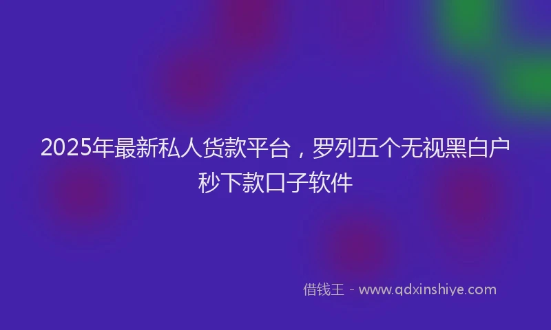 2025年最新私人货款平台，罗列五个无视黑白户秒下款口子软件