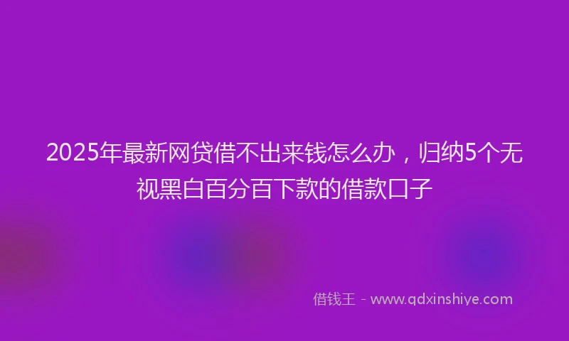 2025年最新网贷借不出来钱怎么办，归纳5个无视黑白百分百下款的借款口子