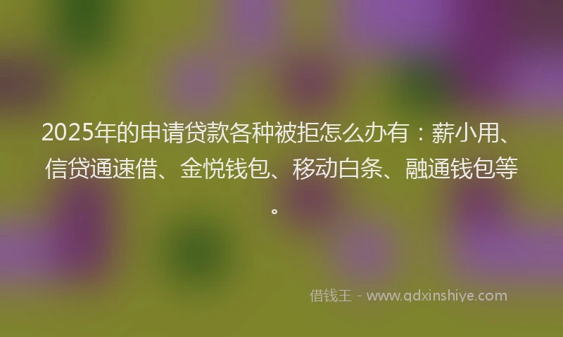 2025年的申请贷款各种被拒怎么办有：薪小用、信贷通速借、金悦钱包、移动白条、融通钱包等。