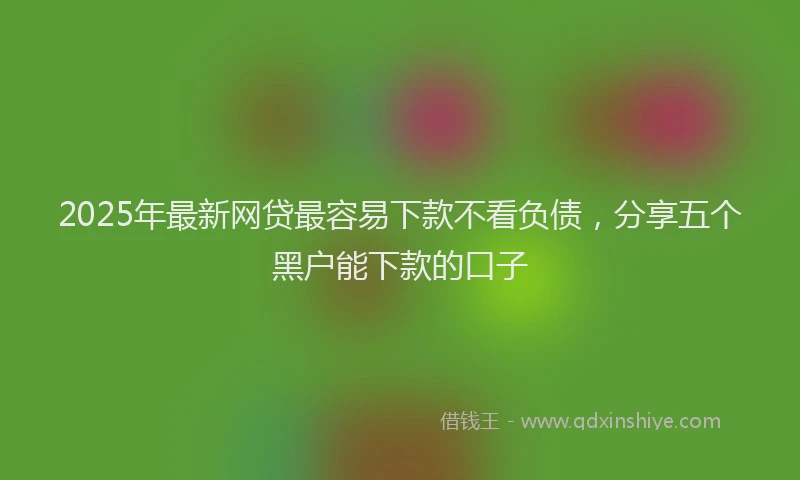 2025年最新网贷最容易下款不看负债，分享五个黑户能下款的口子