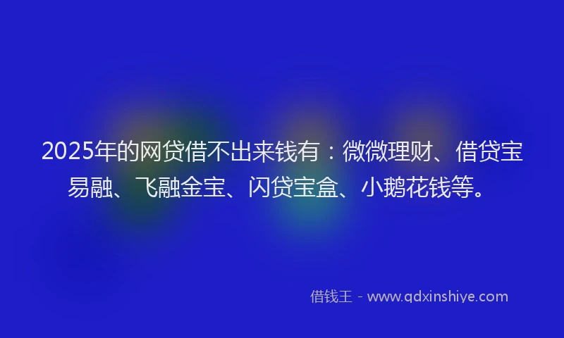 2025年的网贷借不出来钱有：微微理财、借贷宝易融、飞融金宝、闪贷宝盒、小鹅花钱等。