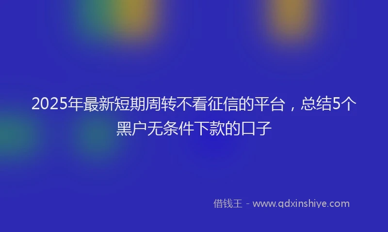 2025年最新短期周转不看征信的平台，总结5个黑户无条件下款的口子
