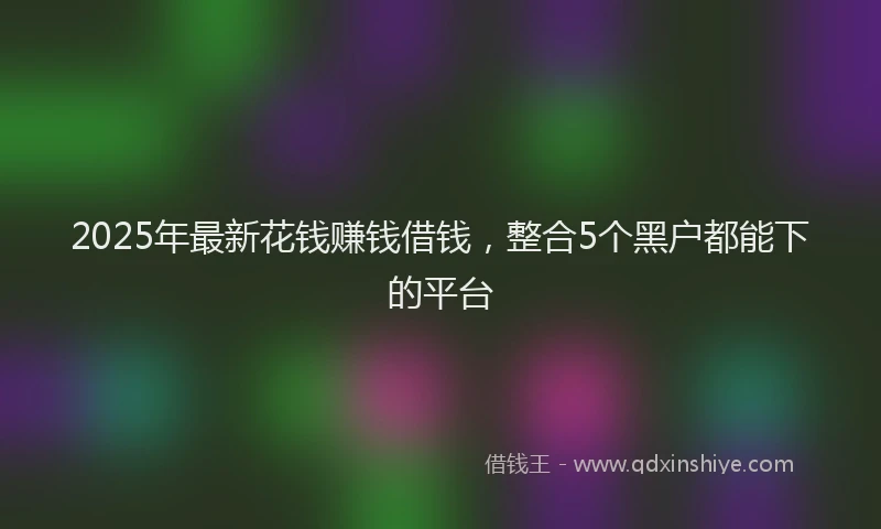 2025年最新花钱赚钱借钱，整合5个黑户都能下的平台