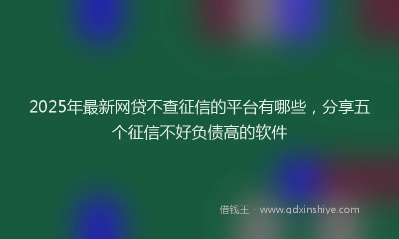 2025年最新网贷不查征信的平台有哪些，分享五个征信不好负债高的软件