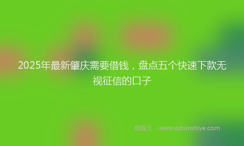 2025年最新肇庆需要借钱，盘点五个快速下款无视征信的口子