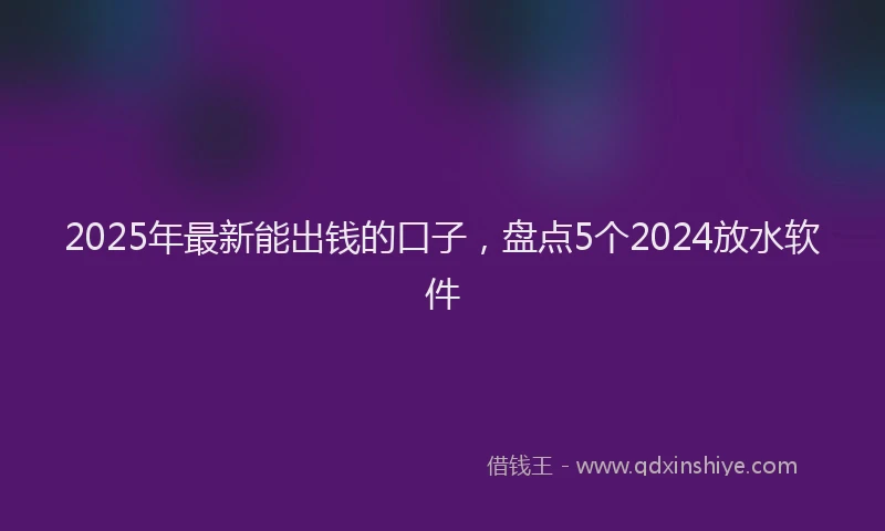 2025年最新能出钱的口子，盘点5个2024放水软件