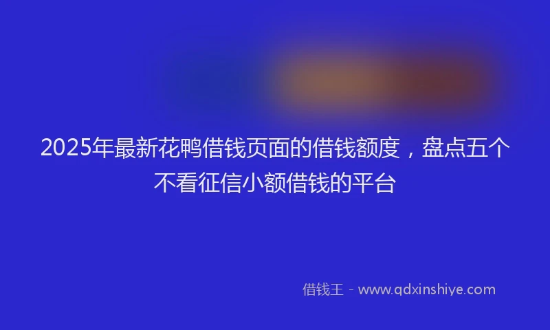 2025年最新花鸭借钱页面的借钱额度，盘点五个不看征信小额借钱的平台