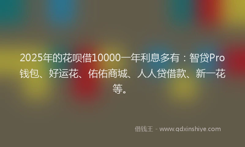 2025年的花呗借10000一年利息多有：智贷Pro钱包、好运花、佑佑商城、人人贷借款、新一花等。