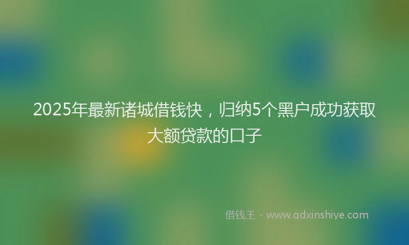 2025年最新诸城借钱快，归纳5个黑户成功获取大额贷款的口子