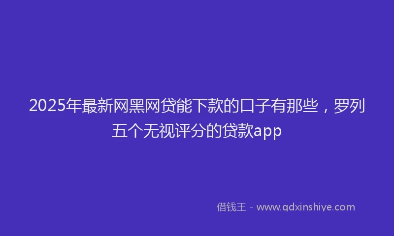 2025年最新网黑网贷能下款的口子有那些，罗列五个无视评分的贷款app