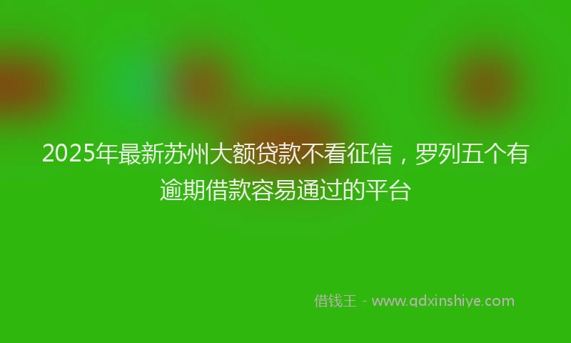 2025年最新苏州大额贷款不看征信，罗列五个有逾期借款容易通过的平台