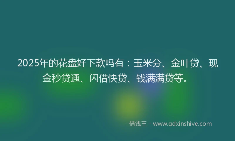 2025年的花盘好下款吗有：玉米分、金叶贷、现金秒贷通、闪借快贷、钱满满贷等。