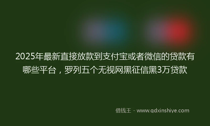 2025年最新直接放款到支付宝或者微信的贷款有哪些平台，罗列五个无视网黑征信黑3万贷款