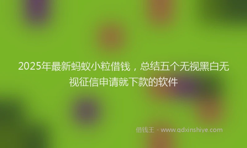 2025年最新蚂蚁小粒借钱，总结五个无视黑白无视征信申请就下款的软件