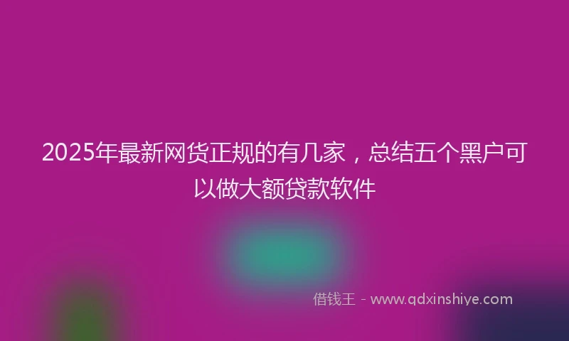 2025年最新网货正规的有几家，总结五个黑户可以做大额贷款软件