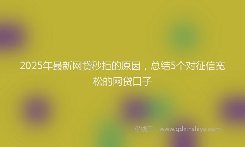 2025年最新网贷秒拒的原因，总结5个对征信宽松的网贷口子