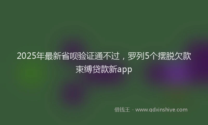 2025年最新省呗验证通不过，罗列5个摆脱欠款束缚贷款新app