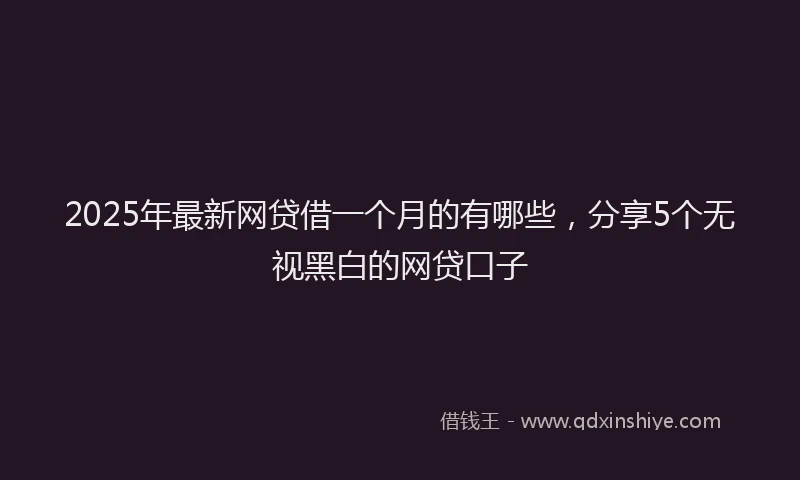 2025年最新网贷借一个月的有哪些，分享5个无视黑白的网贷口子