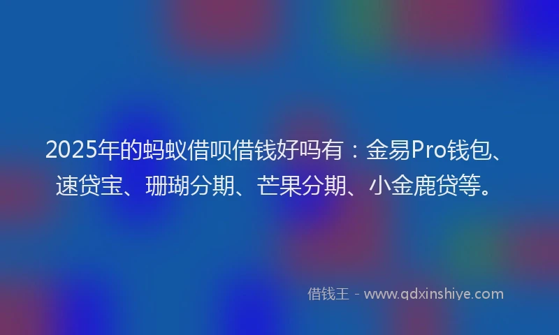 2025年的蚂蚁借呗借钱好吗有：金易Pro钱包、速贷宝、珊瑚分期、芒果分期、小金鹿贷等。