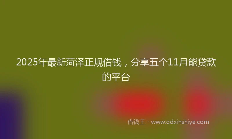 2025年最新菏泽正规借钱，分享五个11月能贷款的平台