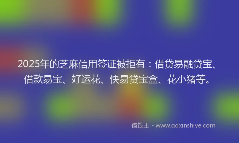 2025年的芝麻信用签证被拒有：借贷易融贷宝、借款易宝、好运花、快易贷宝盒、花小猪等。