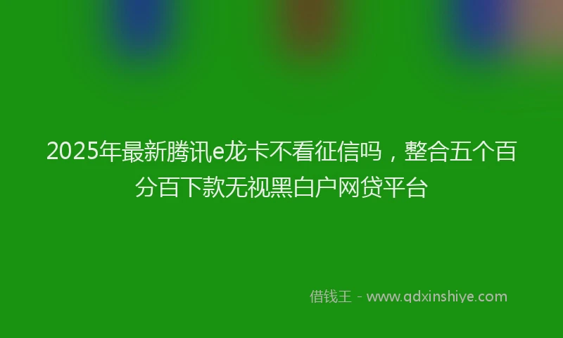 2025年最新腾讯e龙卡不看征信吗，整合五个百分百下款无视黑白户网贷平台