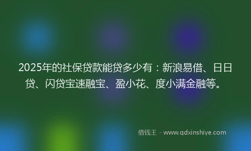 2025年的社保贷款能贷多少有：新浪易借、日日贷、闪贷宝速融宝、盈小花、度小满金融等。