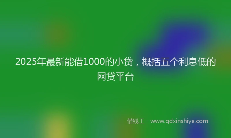 2025年最新能借1000的小贷，概括五个利息低的网贷平台