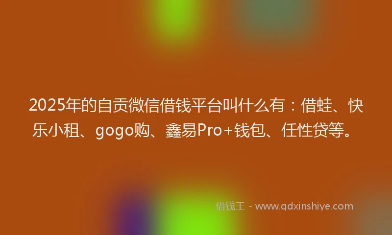 2025年的自贡微信借钱平台叫什么有：借蛙、快乐小租、gogo购、鑫易Pro+钱包、任性贷等。