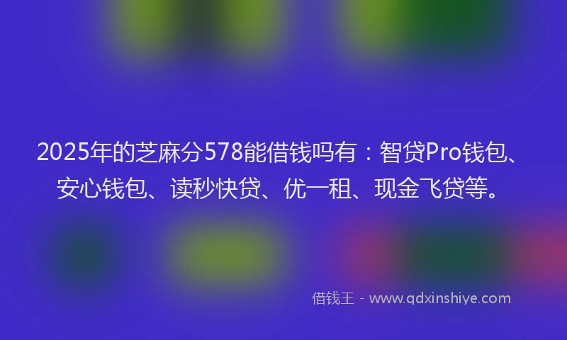 2025年的芝麻分578能借钱吗有：智贷Pro钱包、安心钱包、读秒快贷、优一租、现金飞贷等。