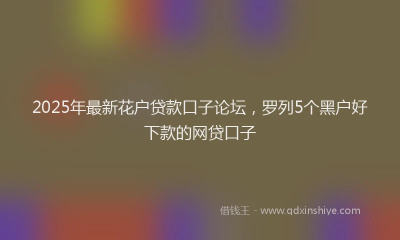 2025年最新花户贷款口子论坛，罗列5个黑户好下款的网贷口子