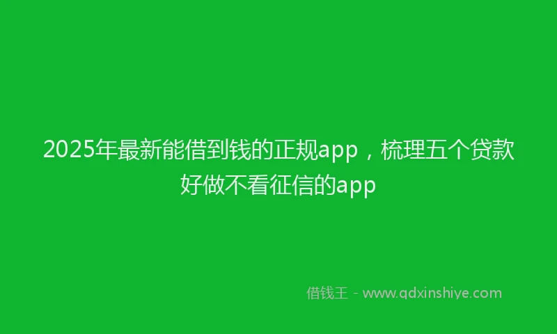 2025年最新能借到钱的正规app，梳理五个贷款好做不看征信的app