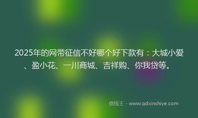 2025年的网带征信不好哪个好下款有：大城小爱、盈小花、一川商城、吉祥购、你我贷等。