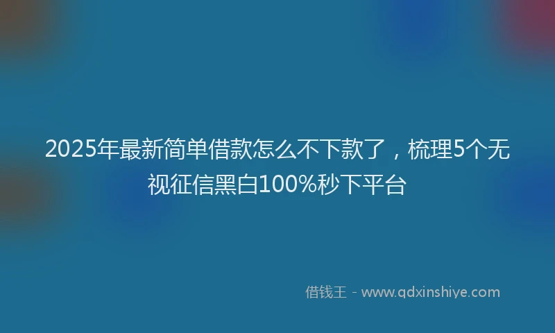 2025年最新简单借款怎么不下款了，梳理5个无视征信黑白100%秒下平台