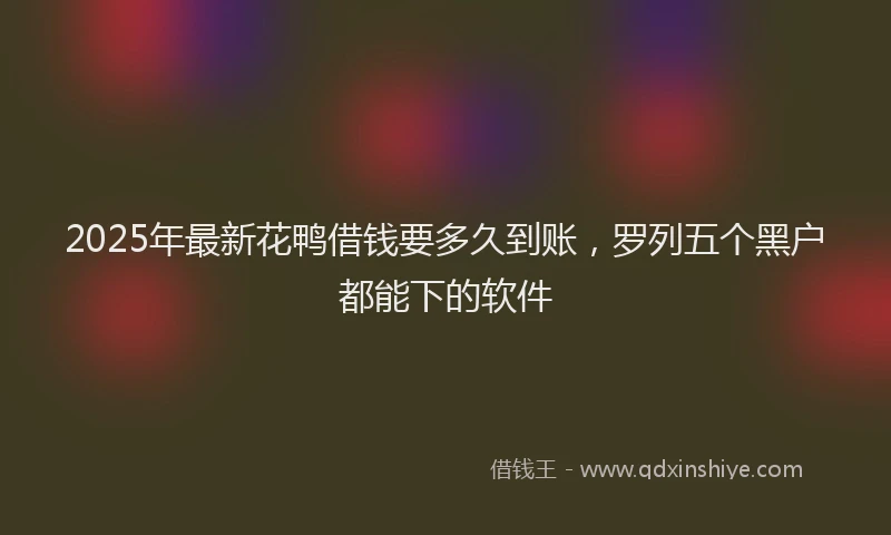 2025年最新花鸭借钱要多久到账，罗列五个黑户都能下的软件