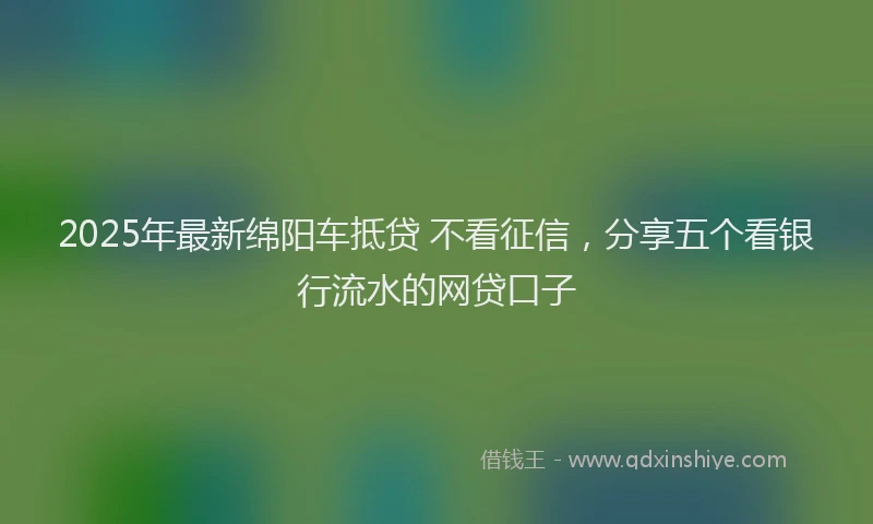 2025年最新绵阳车抵贷 不看征信，分享五个看银行流水的网贷口子