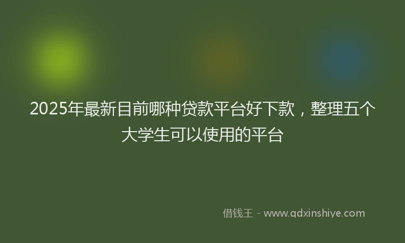 2025年最新目前哪种贷款平台好下款，整理五个大学生可以使用的平台