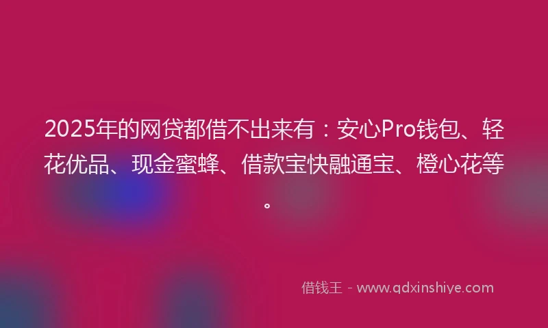 2025年的网贷都借不出来有：安心Pro钱包、轻花优品、现金蜜蜂、借款宝快融通宝、橙心花等。