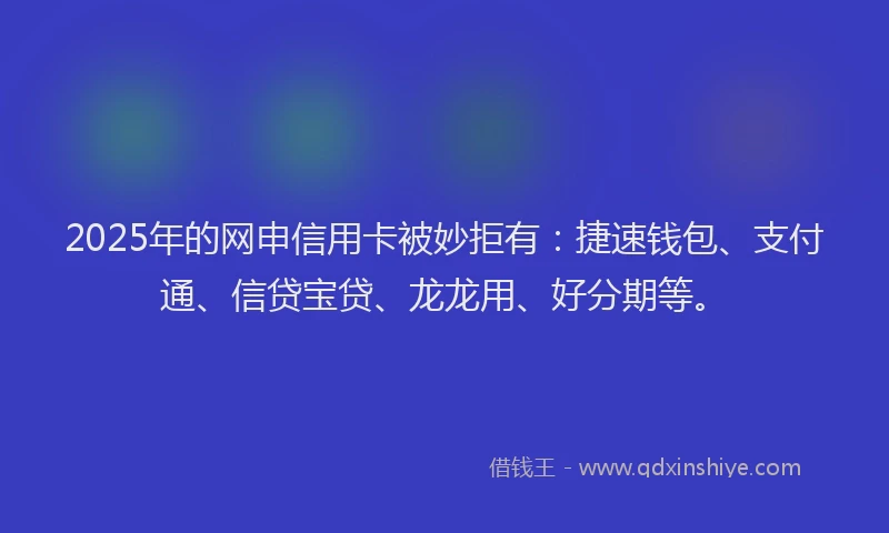 2025年的网申信用卡被妙拒有：捷速钱包、支付通、信贷宝贷、龙龙用、好分期等。