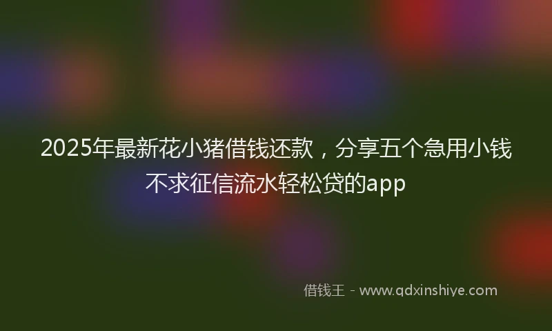 2025年最新花小猪借钱还款，分享五个急用小钱不求征信流水轻松贷的app