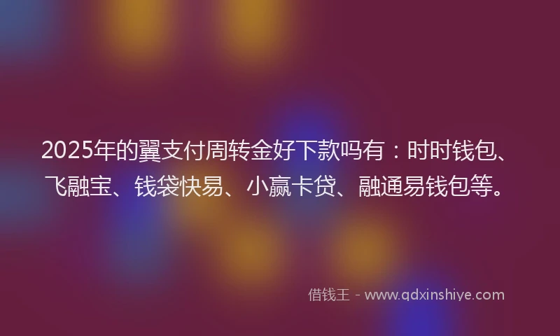 2025年的翼支付周转金好下款吗有：时时钱包、飞融宝、钱袋快易、小赢卡贷、融通易钱包等。