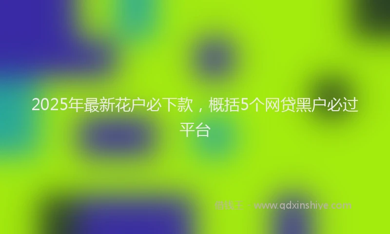 2025年最新花户必下款，概括5个网贷黑户必过平台